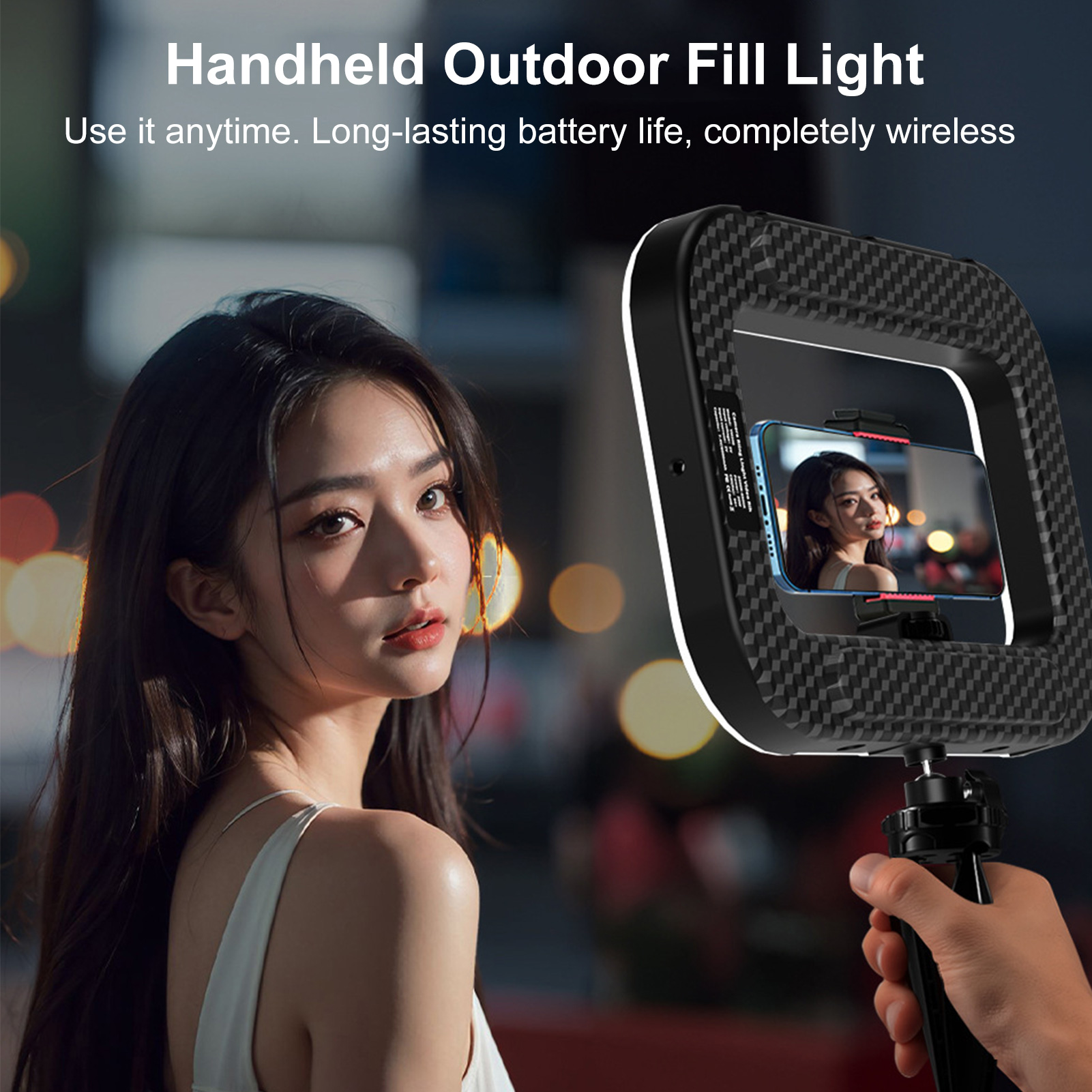 Photography Lighting Circle - Luce Ricaricabile per Cellulare con Stabilizzatore